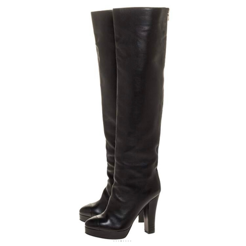 Chanel Cap Toe Over the Knee Platform Boots - Picture 3 of 16